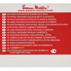 Swann-Morton 0201 Kohlenstoffstahl Chirurgische Skalpellklinge, Steril, Größe #10, Einzelne Folienverpackung, 100 Stück