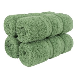 American Soft Linen Luxury Washcloths for Bathroom, 600 GSM 100% Cotton 4 Piece Turkish Wash Cloth Set, 13x13 in Soft Rags for Body and Face, Sage Green Washcloths