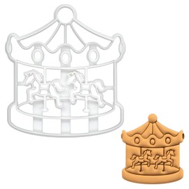 BAKERLOGY Carousel Cookie Cutter - Detailed Biscuit Cutter Design for Baking and Crafts, ideal on fondant, dough, clay