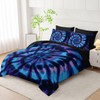 Smell Sunshine 7Pcs Tie Dye Comforter Set Blue Spiral Printed