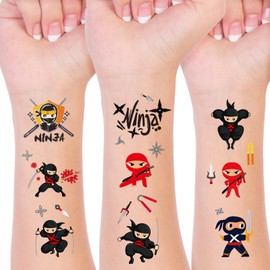 460 Pieces Ninja Temporary Tattoos Stickers Fake Body Art for Ninja Themed Birthday Party Supplies Favors Decorations Ninja Tattoos Stickers for Cosplay Festival School Classroom Rewards Gifts Idea