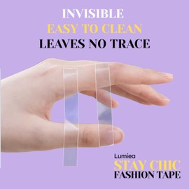 STAY CHIC Invisible Body & Clothing Tape, Double Sided Fashion Tape, Seamless Dress Tape, Waterproof, Skin Friendly, for All Fabrics 50-Strip Pack