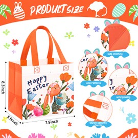 12 Pack Easter Egg Hunt Bags, 8.3×7.9×6 inch Non-Woven Large Easter Gift Bags, 12 Unique Patterns Baskets for Kids, Party Supplies