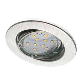 Trango Set of 6 LED Recessed Spotlights Brushed Aluminium Round 6729-069MOSD Including 6x 5 Watt 3 Levels Dimmable LED Module 3000 K Warm White Recessed Ceiling Spotlight