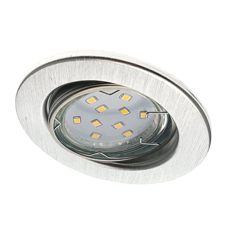 Trango Set of 6 LED Recessed Spotlights Brushed Aluminium Round