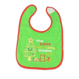 Glamour Girlz Baby Girls Boys My Very First Christmas Nylon Close Bib (Green Grandma)