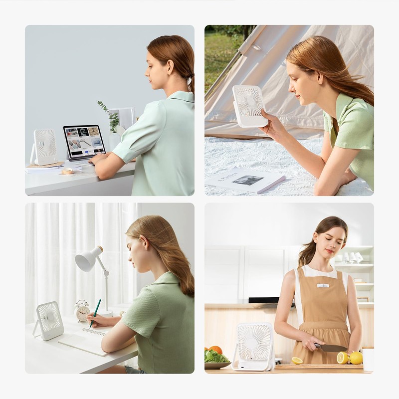JISULIFE Desk Fan Battery Rechargeable, 4500mAh 180°Foldable Portable Personal Fan,