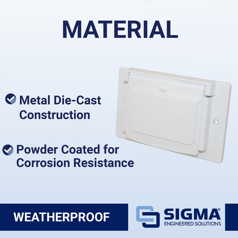 SIGMA ENGINEERED SOLUTIONS 14249WH Weatherproof Outdoor GFCI Outlet Cover, White,