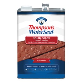 Thompson’s WaterSeal Solid Color Waterproofing Wood Stain and Sealer, Sedona Red, 1 Gallon