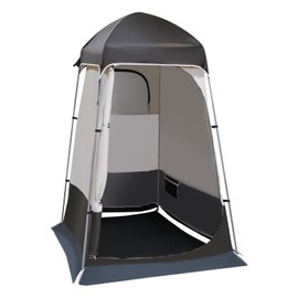Portable Shower Tent Modern Outdoor Camping Privacy Shelter Floor Standing Camping Toilet Tent Privacy Tent with Storage Bag and Metal Frame for Dressing Picnic Camping Hiking Fishing, Coffee Color