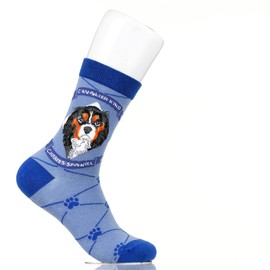 Cavalier King Charles Spaniel, Fancy Colorful Cotton Comfy Novelty Funny Dress Socks Unisex, PETS Patterned Cool Design Gift, Women's 5.5-9.5, Men's 4.5-7.5, Unisex 36-40