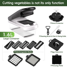 DULCE DOM 15-in-1 Vegetable Chopper, 7 Blades Veggie Chopper with Container and Lid, Dicer, Slicer, Multifunctional Kitchen Gadgets, Vegetable Cutter with Handle Onion Cutter