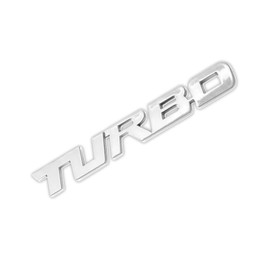 Turbo Car Emblem, 3D Metal Turbo Badge for Auto Side Body Fender Trunk, Automotive Replacement Decoration Decal Sticker, Tailgate Letter Nameplate Universal for All Vehicles Trucks SUV (Sliver)