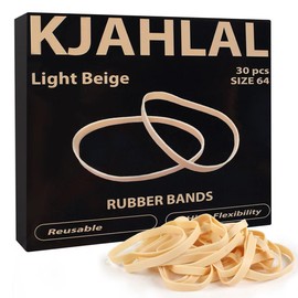 KJAHLAL Rubber Band, 30 Pcs Light Beige Rubber Bands, Size 64 Strong Elastic Band Loop Office Supplies, Suitable for Office School Home