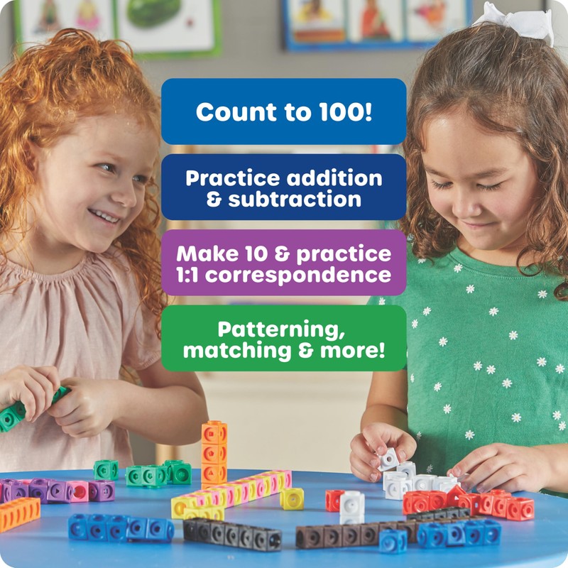 Learning Resources MathLink Cubes - Set of 100 Cubes, Ages