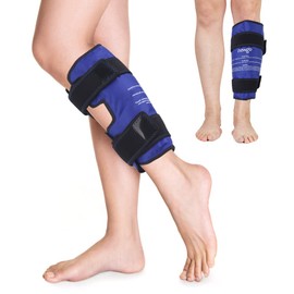 NEWGO Shin Splint Ice Pack for Injuries, Calf Ice Pack Wrap for Shin Splint, Calf Strain, Post-Run, Tight Muscles, Leg Ice Wrap Gel Cold Pack for for Running Injuries - with Soft Plush Backing