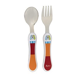 SIGIKID 25198 Children's Cutlery Set Ringel Dingel Girls and Boys Cutlery Set Fork and Spoon Recommended from Birth Red/Orange