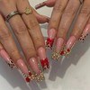 MERVF Long Press on Nails Square Leopard French Tip Fake