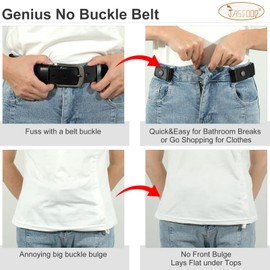 No Buckle Stretch Belt For Women Elastic Waist Belt for Jeans Pants Dresses 1 Pack, Suit for Pants Size 24-36 Inches, B-Black-Gun Color Snap