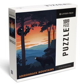 Adirondack Mountains, Black Bear Family, Sunset (1000 Piece Puzzle, Challenging Jigsaw Puzzle for Adults, Made in USA)
