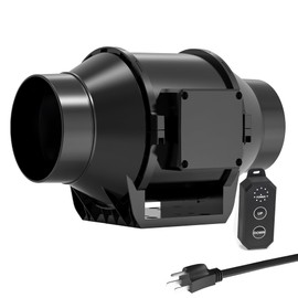 Toolazy Pro 6 Inch Inline Duct Fan, 405 CFM Quiet EC Motor Ventilation Fan with 10-Speed Controller, 31dB Low Noise Mixed-Flow Exhaust Fan for Grow Tent, Hydroponics, HVAC Duct Booster, Bathroom