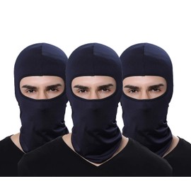 Pack of 3 Lycra Winter Blue Ski Mask Sun Balaclava For Outdoor Sport Running Cycling Motorcycle Construction Accessories Men Hat
