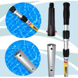 SKIMLITE MANUFACTURING Dually 9016 Telescopic Pool Pole 8-16 Ft Dual Locking Heavy Duty Aluminum Easy Grip Adjustable Telescoping Cleaning Poles with Universal Adapter for Skimmer Brush & Vacuum Head