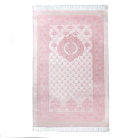 Muslim Prayer Rug Set with Beads and Bag, Soft and Silky Touch Prayer Carpet Mat, 27.5x43.3 Inch Pink