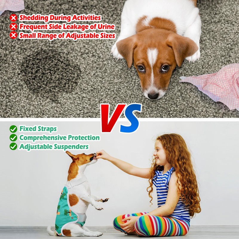 Jollywoods 3 Pack Washable Female Dog Diaper Onesie Sanitary Pantie