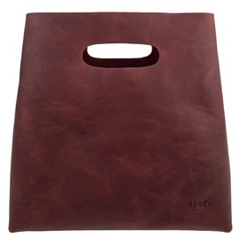 Hide & Drink, Minimalist Handbag for Women, Tote Bag, Rustic Purse, Full Grain Leather and Sheepskin, Handmade, Sangria