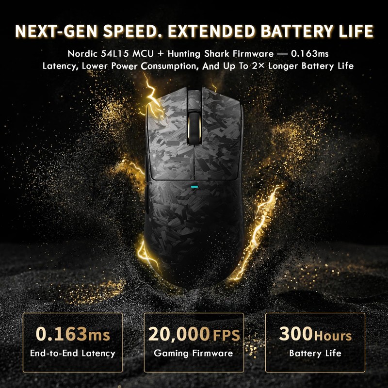 ATTACK SHARK X11ULTRA Carbon Fiber Wireless Esports Gaming Mouse,8k Polling,42000DPI,PAW3950MAX