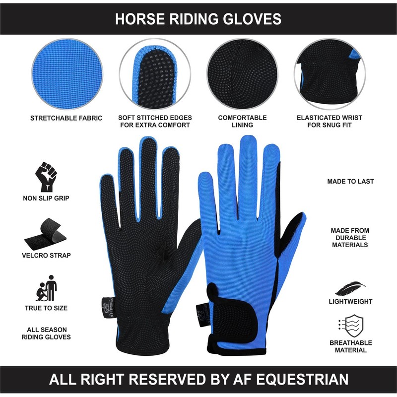 AFE Ladies Horse Riding Gloves Track Fabric Gloves Synthetic Leather