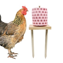 MHLLGN Chicken Coop Accessories, Chicken Beak Grinding Calcium Stone with Woodem Stake, Chicken Toys for Coop, Chicken Enrichment Toys, Chicken Coop Toys for Hens, Ducks, Geese, Turkeys, Poultry