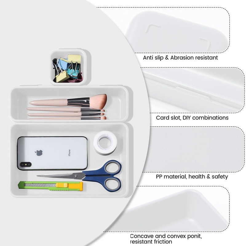 Omtofo 16 Pieces White Drawer Organiser System Organiser, Drawer Divider