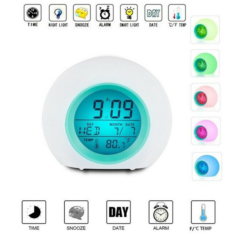Digital Clock LED Display Desk Table Temperature Alarm Time Modern