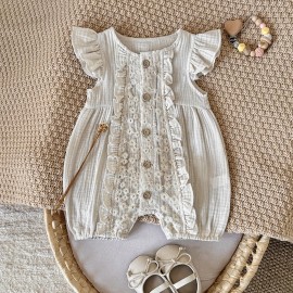 Verano Bebé Niña Encaje Hongo Borde Onesie