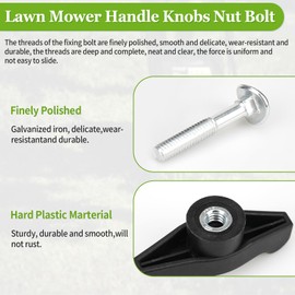 Lawn Mower Handle Knobs Nut Bolt, Triangle Handle Fastening SLawn Mower Handle Knobs Nut Boltcrew Set, Handle Wing Nut for Honda Lawn Mower & Other Lawn Mower Machine Accessories Supplies, 4 Pack