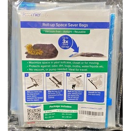 ROOMIER LIFE 8 PACK LARGE ROLL-UP COMPRESSION SPACE SAVER BAGS VACUUM-FREE REUSABLE