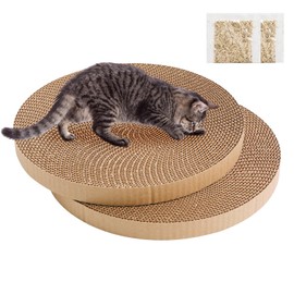 Round Cat Scratcher Replacement Pads -Circle Cat Scratcher Pad Refill 10 inch Diameter 7/8 inch Thickness Pet Supplies, Relieves Stress, Supports Pet Behaviors, 2 Count