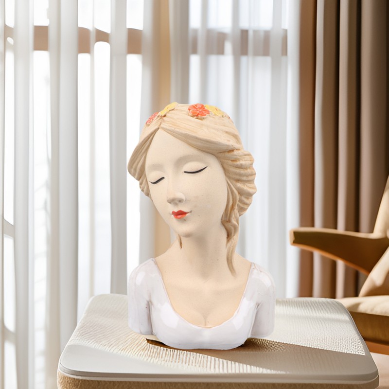 Modern Ceramic Face Vases Decorative Modern Style Shy Girl Flower