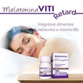 Melatonina Viti Retard - 180 Compresse a Rilascio Prolungato, Integratore con Vitamina B6 per un Riposo Continuo, Senza Glutine e Senza Lattosio