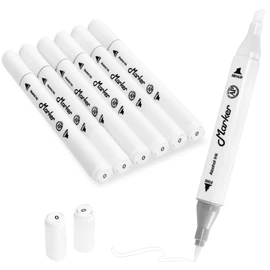 Sharxart Blender Colorless Alcohol Markers, 6 Pack Blending Dual Tips Soft Fine Tip and Broad Tip Permanent Art Marker for Artists Adults Coloring Drawing Illustration Sketching Painting (Blender)