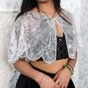 Sequin Embroidered Cape, Festival Shawl, Witchy Beaded Scarf, Luxurious Shawl,