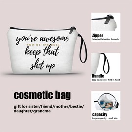 SEAMOON Special Gifts For Women,Canvas Zipper Pouch,Inspirational Gifts For Women Friends,Best Friends Birthday Gifts,Sister Birthday Gifts From Sister,You Are Awesome Small Makeup Cosmetic Bags