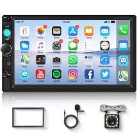 Hodozzy Double Din Car Stereo 7-inch Touch Screen Car MP5 Player Bluetooth FM Radio, Car Radio 2 Din with Mirrorlink, AUX/USB, Rear View Camera, Steering Wheel Control and Color Backlight