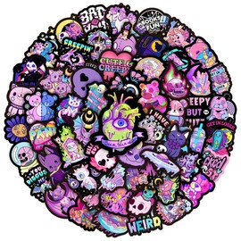 100PCS Purple Gothic Sticker, Vinyl Waterproof Horror Skull Demon Sticker Pack, Suitable For Mobile Phones, Skateboards, Water Bottles, Computers, Suitcases, And Cool Cartoon Stickers