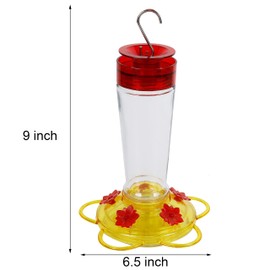 Shrdaepe Hummingbird Feeder, Glass Bottle Bird Feeders, 5 Feeding Ports (Red & Yellow)