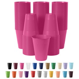 Exquisite Cerise Disposable Plastic Cups - 100 Pack 12 Oz Plastic Cups - Colored Disposable Cups - Durable Party Cups - Plastic Disposable Drinking Cups - Bpa Free Plastic Cups For Party