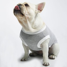 Lucky Petter Dog Sleeveless Tank Top Cotton Shirts for Dogs Ringer Sleeveless T-Shirts Soft Breathable Cool Dog Shirt pet Clothes (Medium, Gray/White)