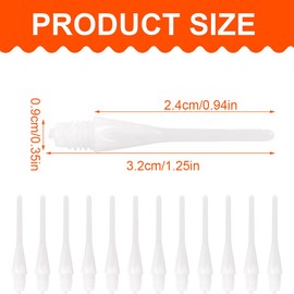 LQIOACU Pack of 60 White Plastic Dart Tips, Soft Dart Tips, Plastic Tips, Short E Dart Tips, 2BA Thread, White